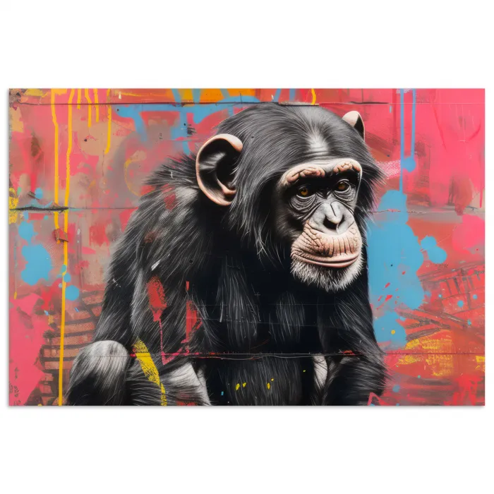 Graffiti - Chimpansee - Dieren - Street art - Banksy poster papier klein -3d