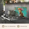 Luipaard - Bloemen - Kroon keuken achterwand spatscherm klein -usp_NL