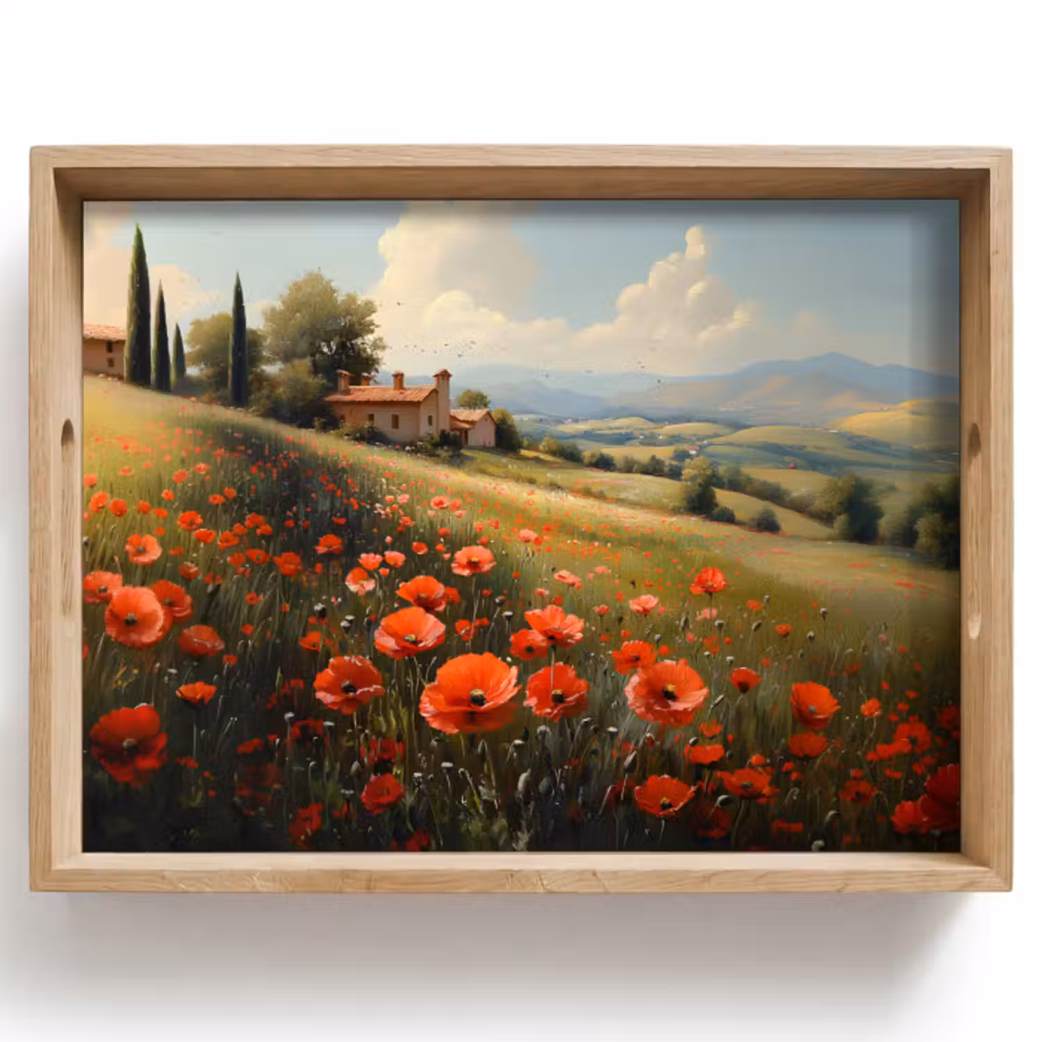 Dienblad - Klaprozen - Rood - Heuvels - Landschap