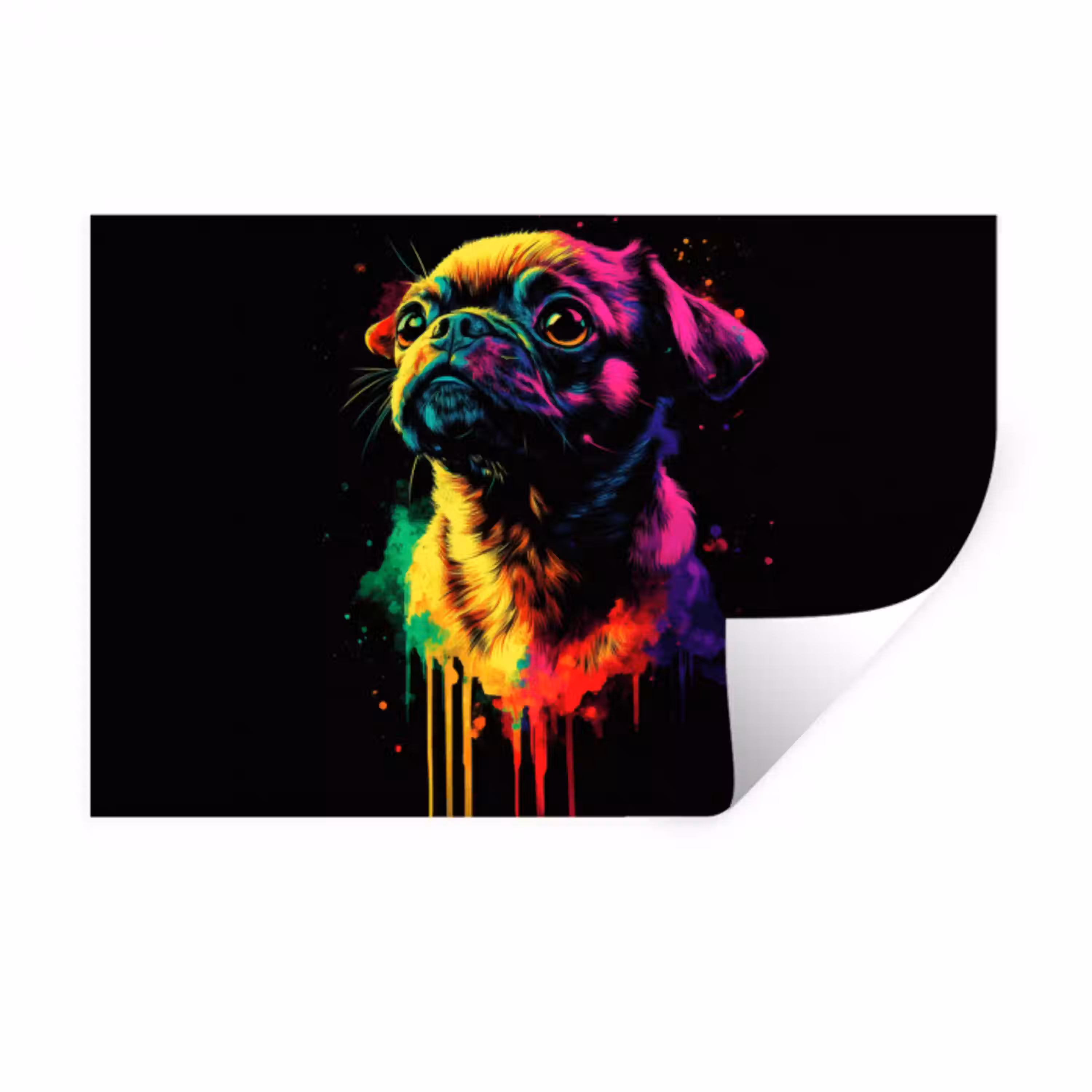 Puck - Hond - Verf - Kleuren Muursticker klein -3d