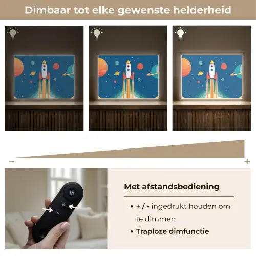 Raket - Planeten - Ruimte Light Box met batterij (Wandlamp kind) middel -USP_dimbaarNL