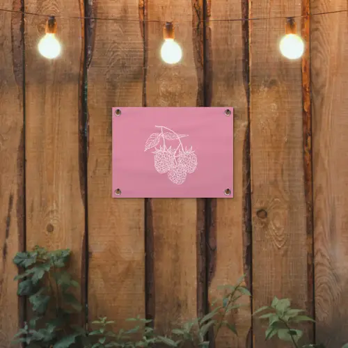 Frambozen - Steel - Getekend - Roze tuinposter los doek klein -sfeer1
