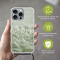 Grassen - Minimalistisch - Groen Hoesje iPhone 16 Pro Max met koord klein -sfeer2_DE