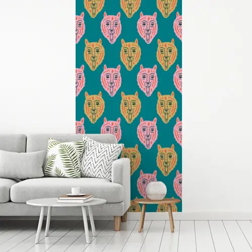 Kattengezichten - Sterren - Turquoise fotobehang vinyl groot 64 -woonkamer
