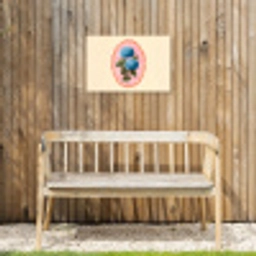 Bloemen - Blauw - Lijst - Bladeren Tuinposter op houten frame 2 cm dik klein -sfeer4