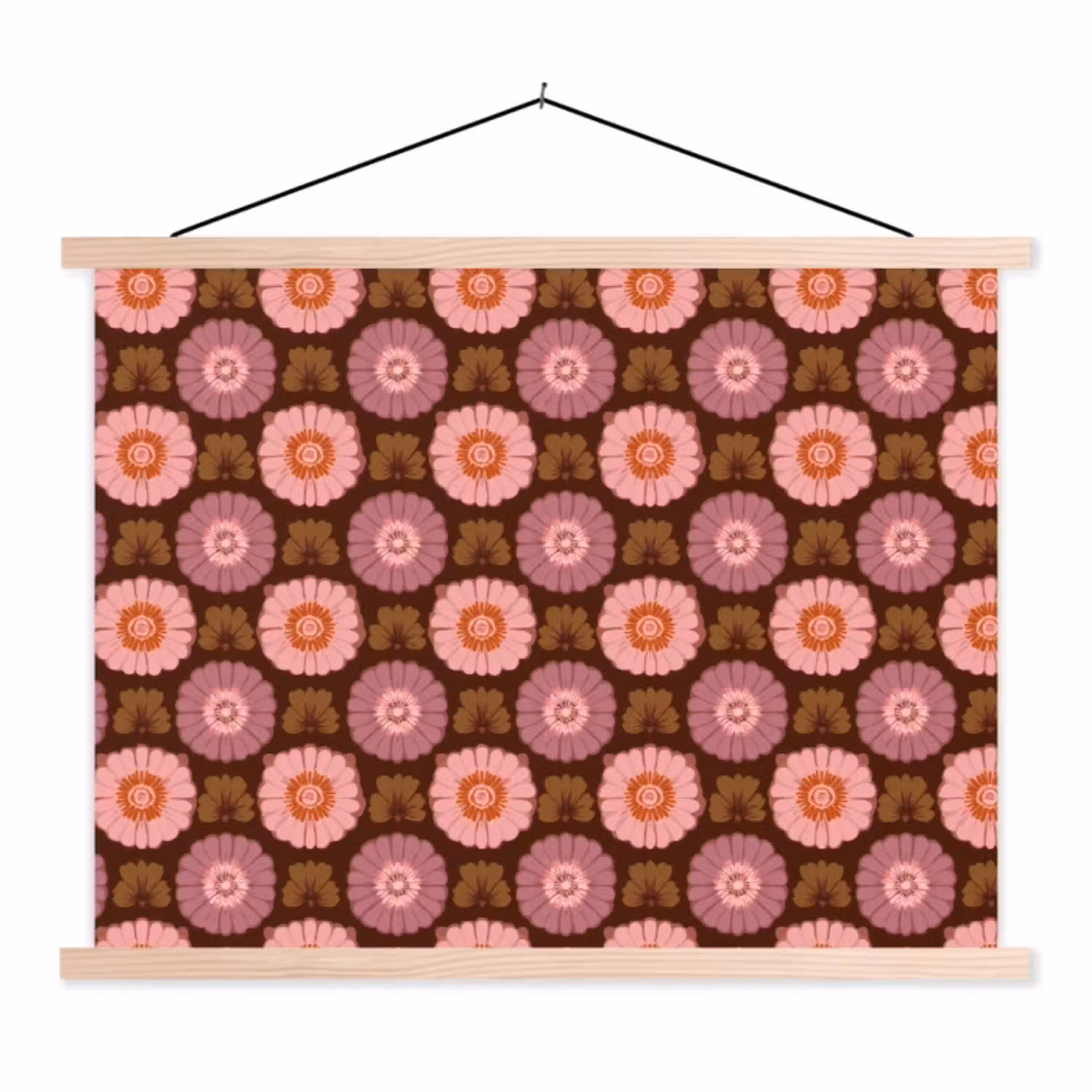 Retro - Madelief - Roze textielposter latten blank klein 122 -3d