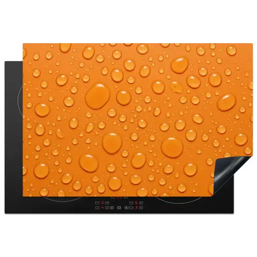 Water - Druppels - Oranje Inductie beschermer vinyl 3mm klein -3d