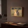 Leeuwin - Gras - Geel Light Box met batterij (Wandlamp) middel -sfeer1