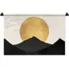 Bergsilhouetten - Gouden cirkel - Beige Wandkleed katoen klein -zz3d