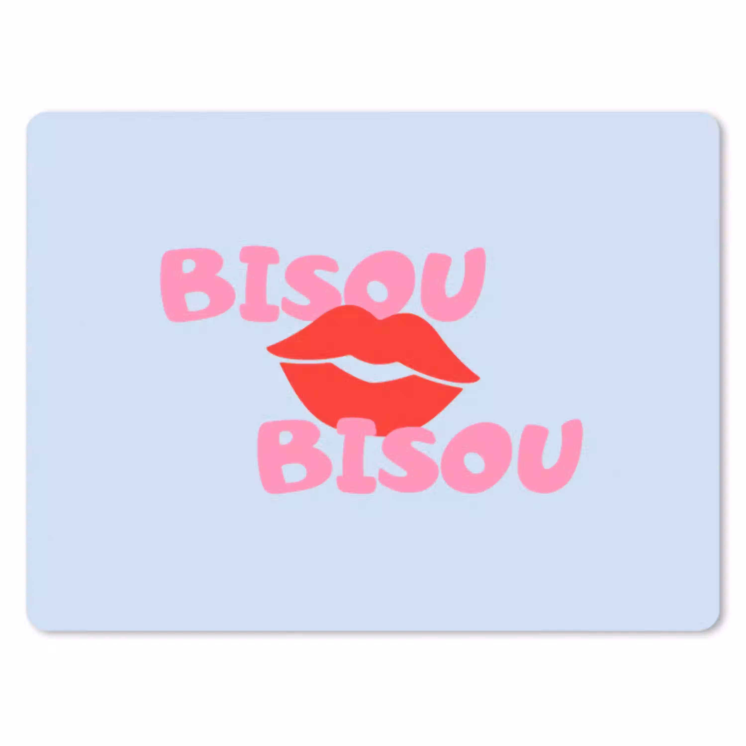 Lippen - Bisou - Blauw muismat rubber klein -3d