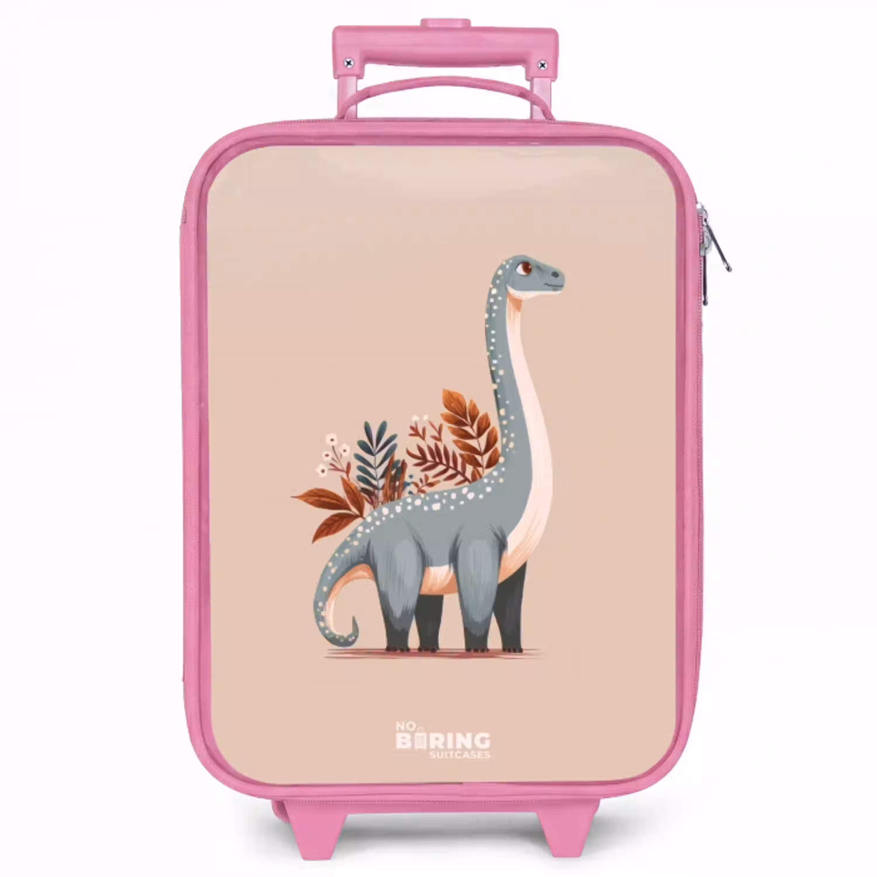 Blauwe dinosaurus op een beige achtergrond Kinderkoffer - Roze klein -zzz_website3d