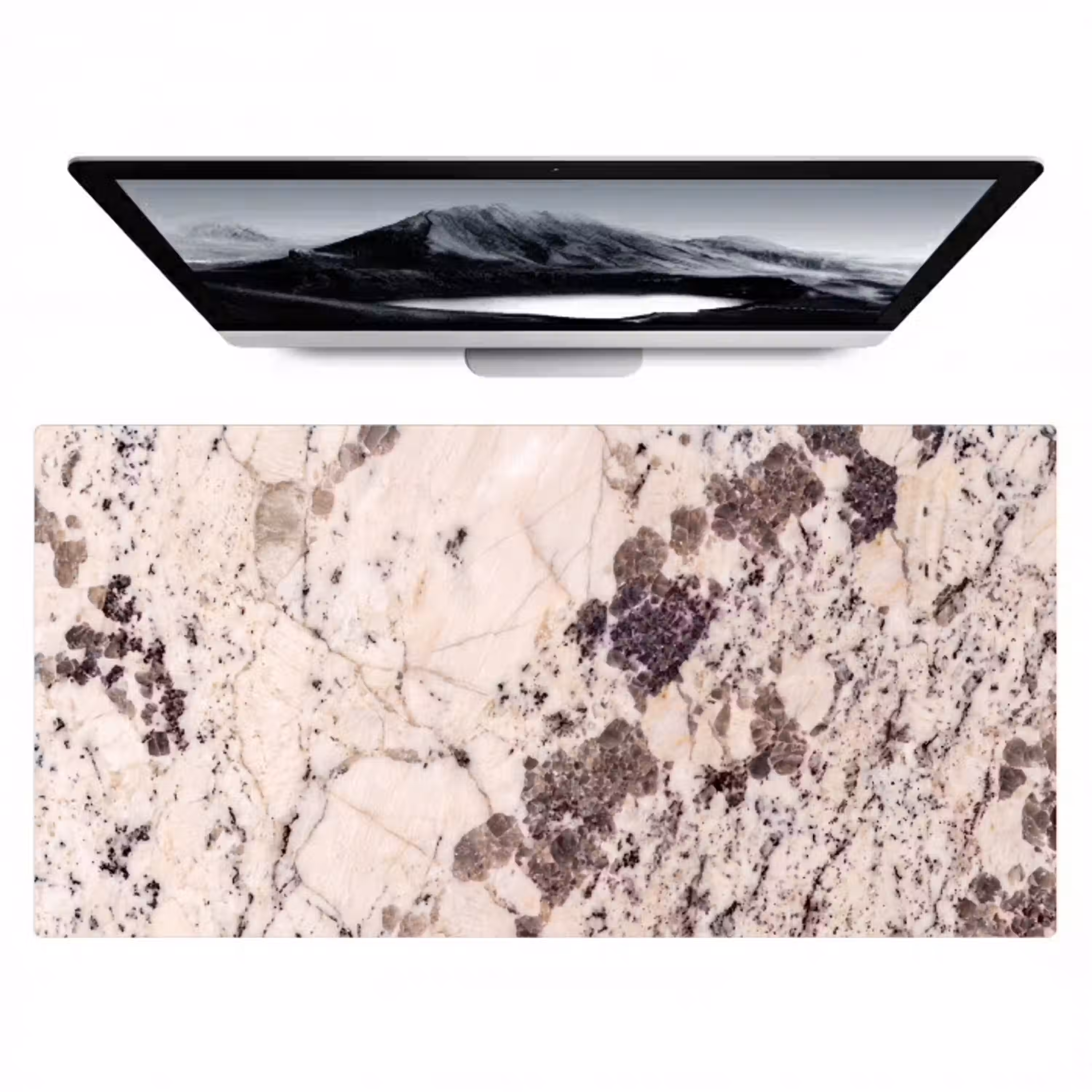Natuursteen - Patroon - Abstract - Beige - Grijs Muismat XXL klein -zzz3d