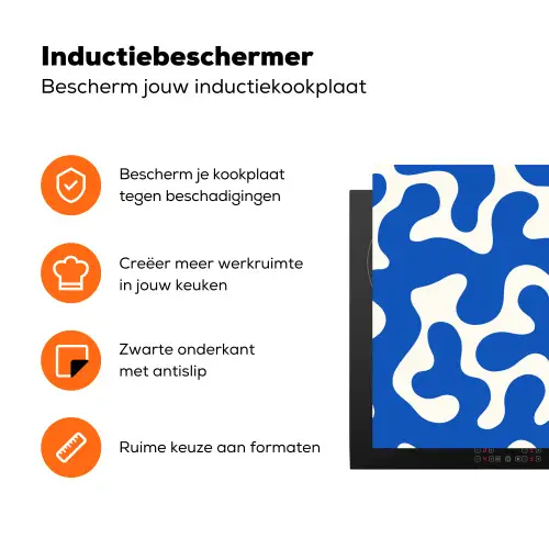 Vormen - Abstract - Blauw - Golven Inductie beschermer vinyl 3mm klein -zzzzzzz-td-ups