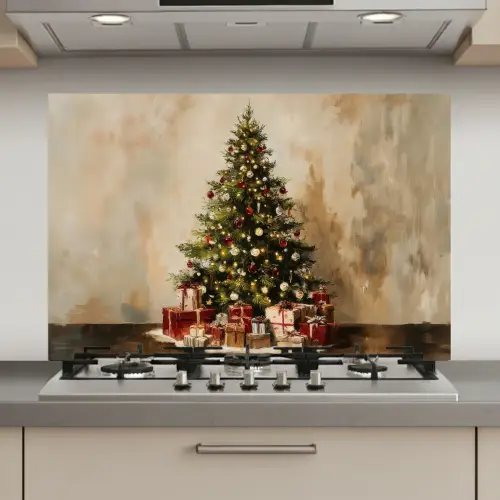 Kerstboom - Versierd - Kleurrijk keuken achterwand spatscherm klein -3d_website