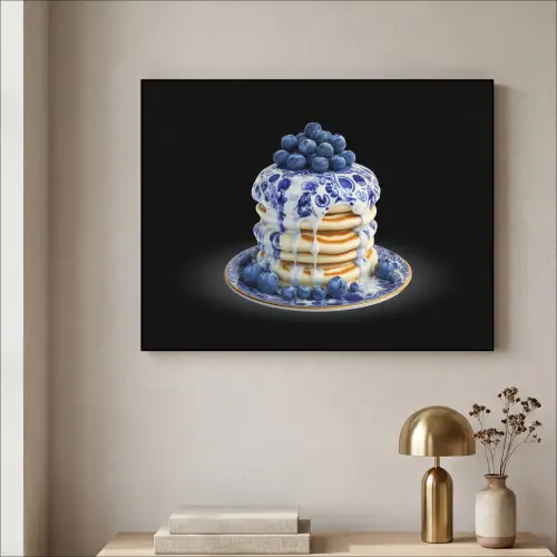 Pannenkoeken - Blauwe Bessen - Bord Textielframe zwart klein -sfeer2