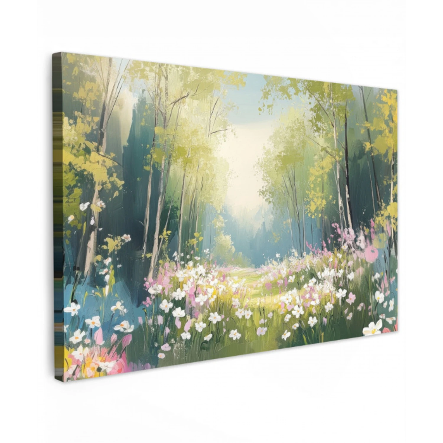 Bos - Schilderstijl - Kleurrijk Tuinposter op houten frame 2 cm dik klein -3d