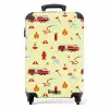 Brandweer patroon met voertuigen en vlammen NBS - Handbagage koffer - Kinderen Unisex middel -productfoto_recht