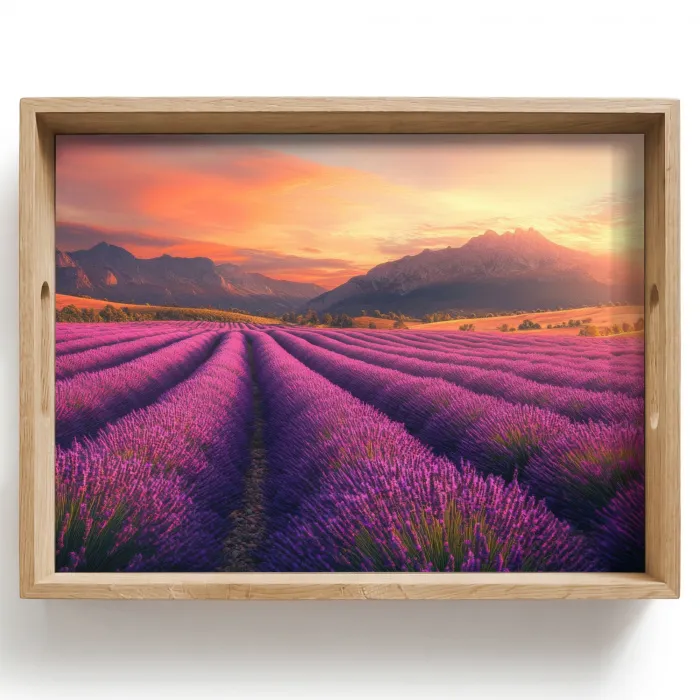 Lavendelveld - Zonsondergang - Paars Dienblad Rechthoek middel -z3d_shopping