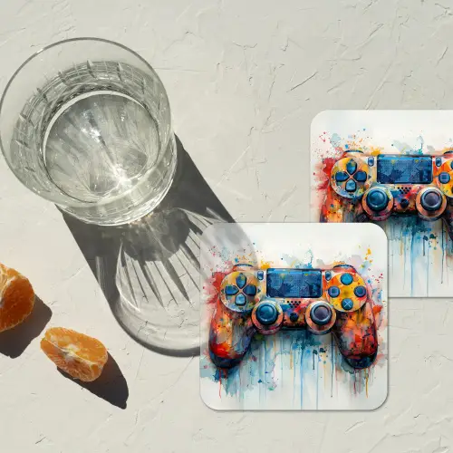 Kinder- en tiener kamer - Gaming - Game controller onderzetter kurk middel -sfeer4