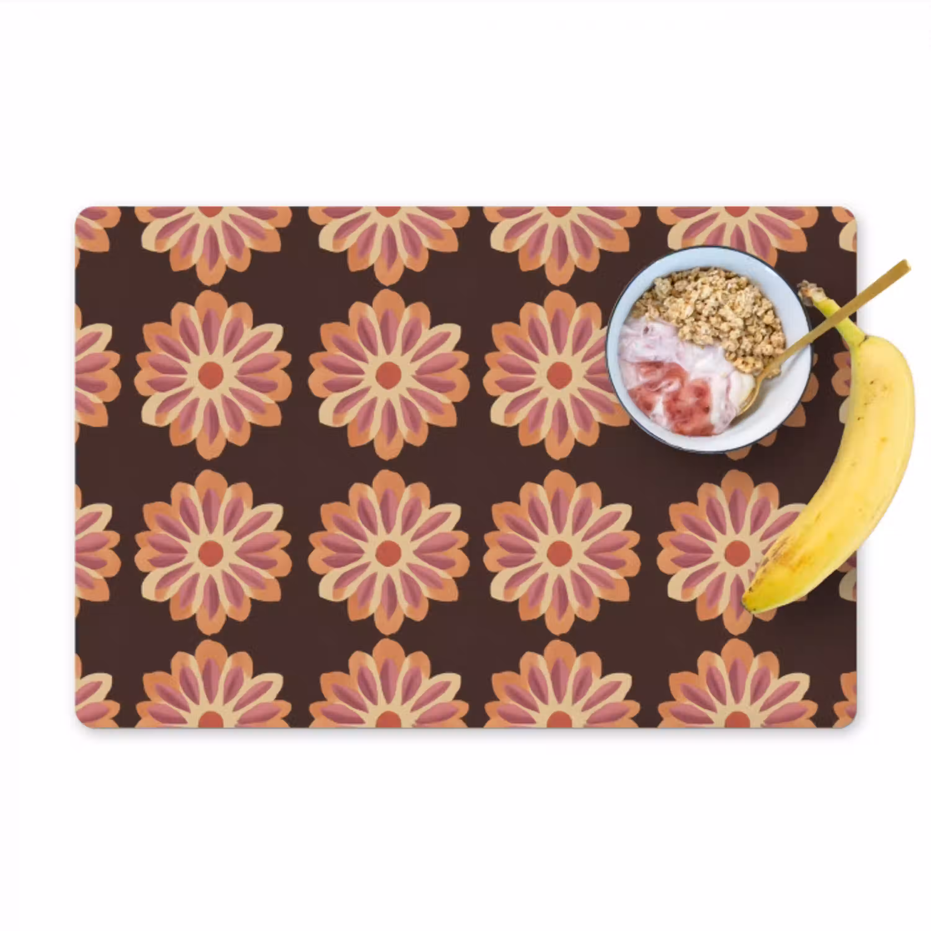 Bloemen - Patroon - Bruin Placemat vinyl groot 368 -zzzproduct_Kitchenyeah-website