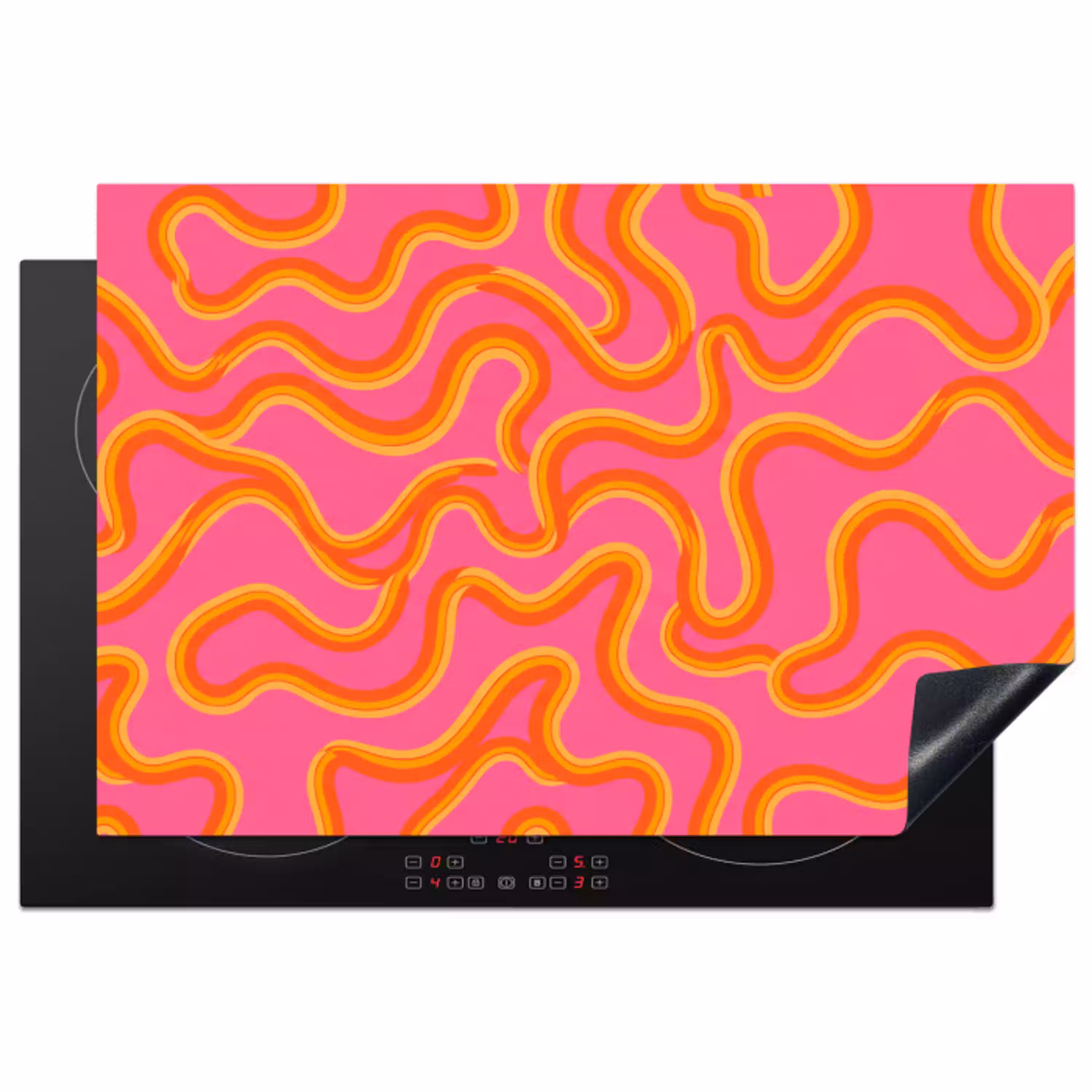 Abstract - Golvende lijnen - Modern - Kleurrijk Inductie beschermer vinyl 3mm klein -3d