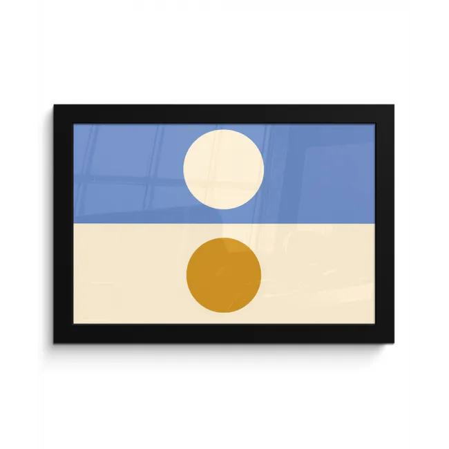 Cirkels - Symmetrisch - Wit - Blauw- Geel fotolijst zwart zonder passe partout klein -3d