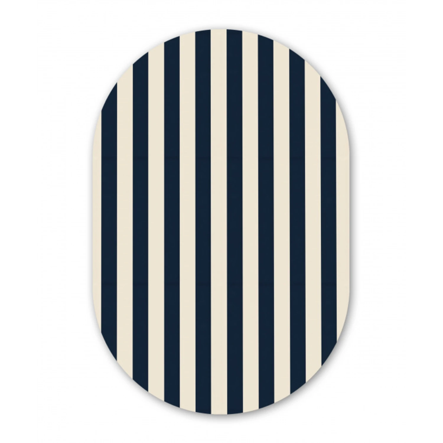 Verticale strepen - Blauw - Crème Wandcirkel Ovaal Forex klein 630 -3d