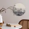 Mistig - Berglandschap - Illustratie Akoestische PET Vilt - Rond klein -sfeer3