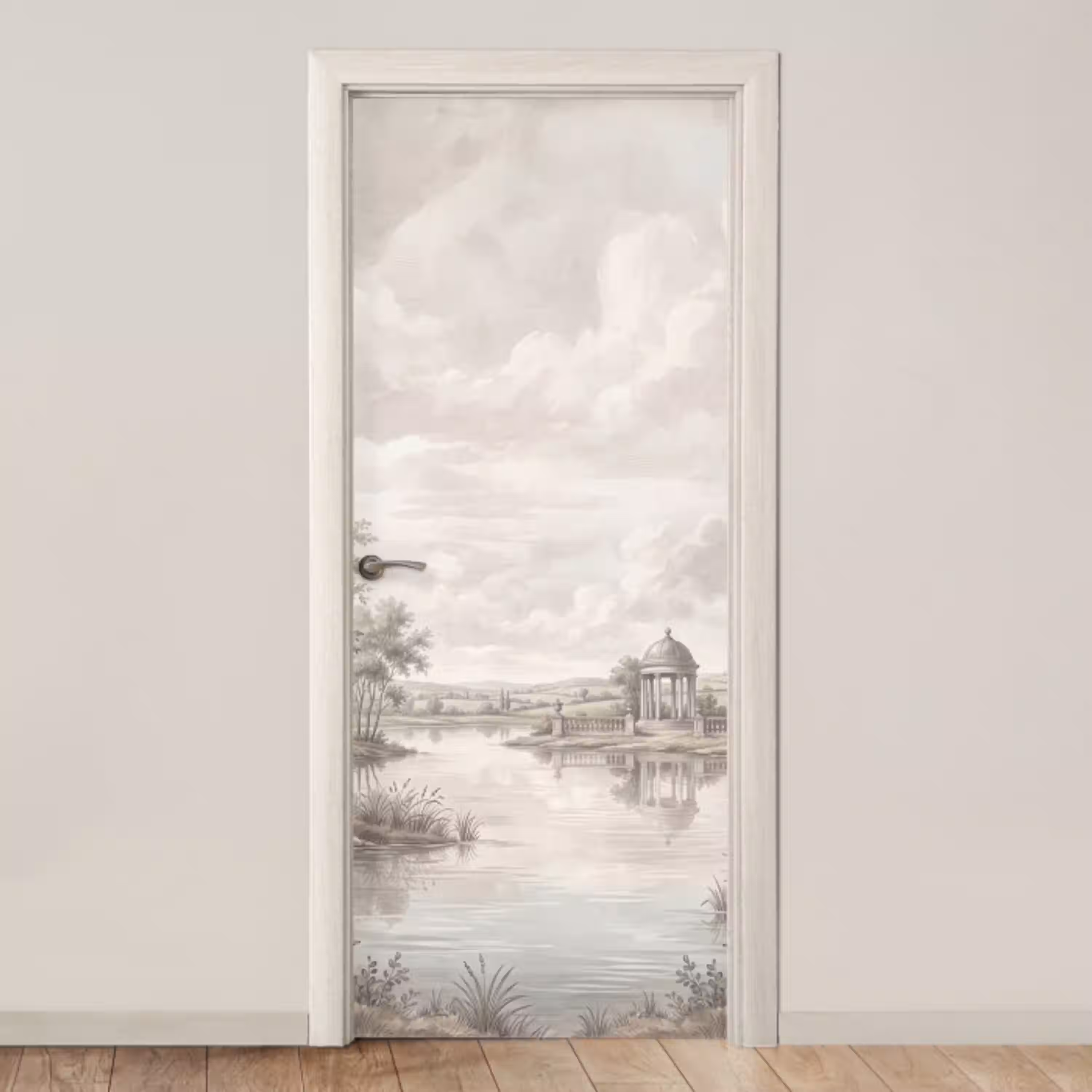 Landschap - Water - Natuur - Sepia deurposter klein -3d_beige