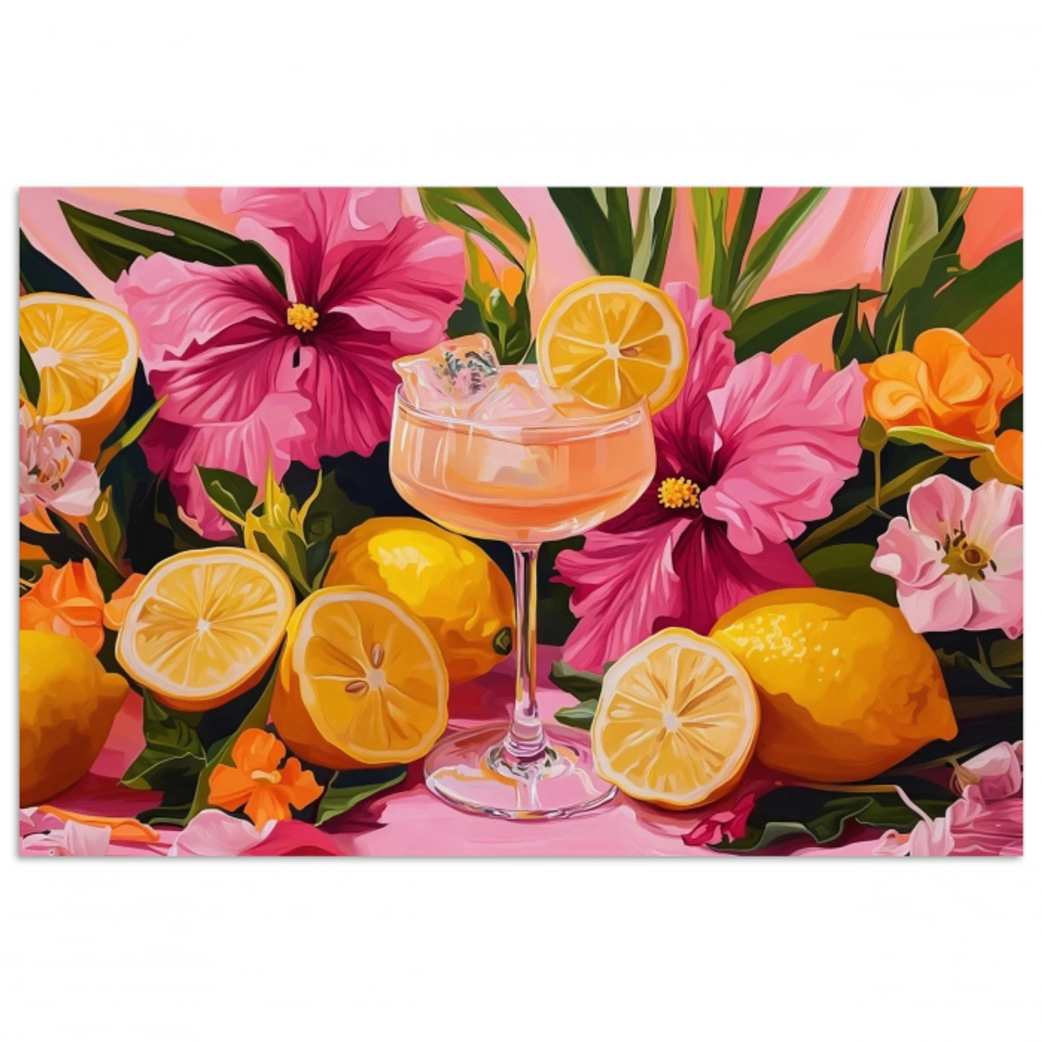 Drink - Bloemen - Yellow poster papier klein -3d