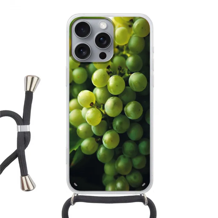 Druiven - Tros - Groen Hoesje iPhone 16 Pro Max met koord klein -3d