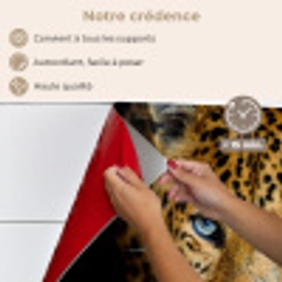 Luipaard - Dieren - Portret - Wilde dieren - Zwart keuken achterwand spatscherm klein -spatscherm_FR