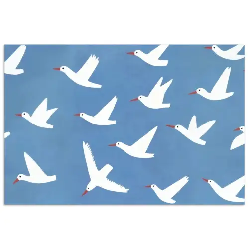 Vogels - Wit - Patroon poster papier klein -3d