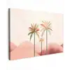 Palmbomen - Heuvels - Minimalistisch - Zachtroze Tuinposter op houten frame 2 cm dik klein -3d