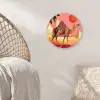Kameel - Pyramides - Rode zon Wandcirkel kunststof plaat 5mm dik klein -sfeer5