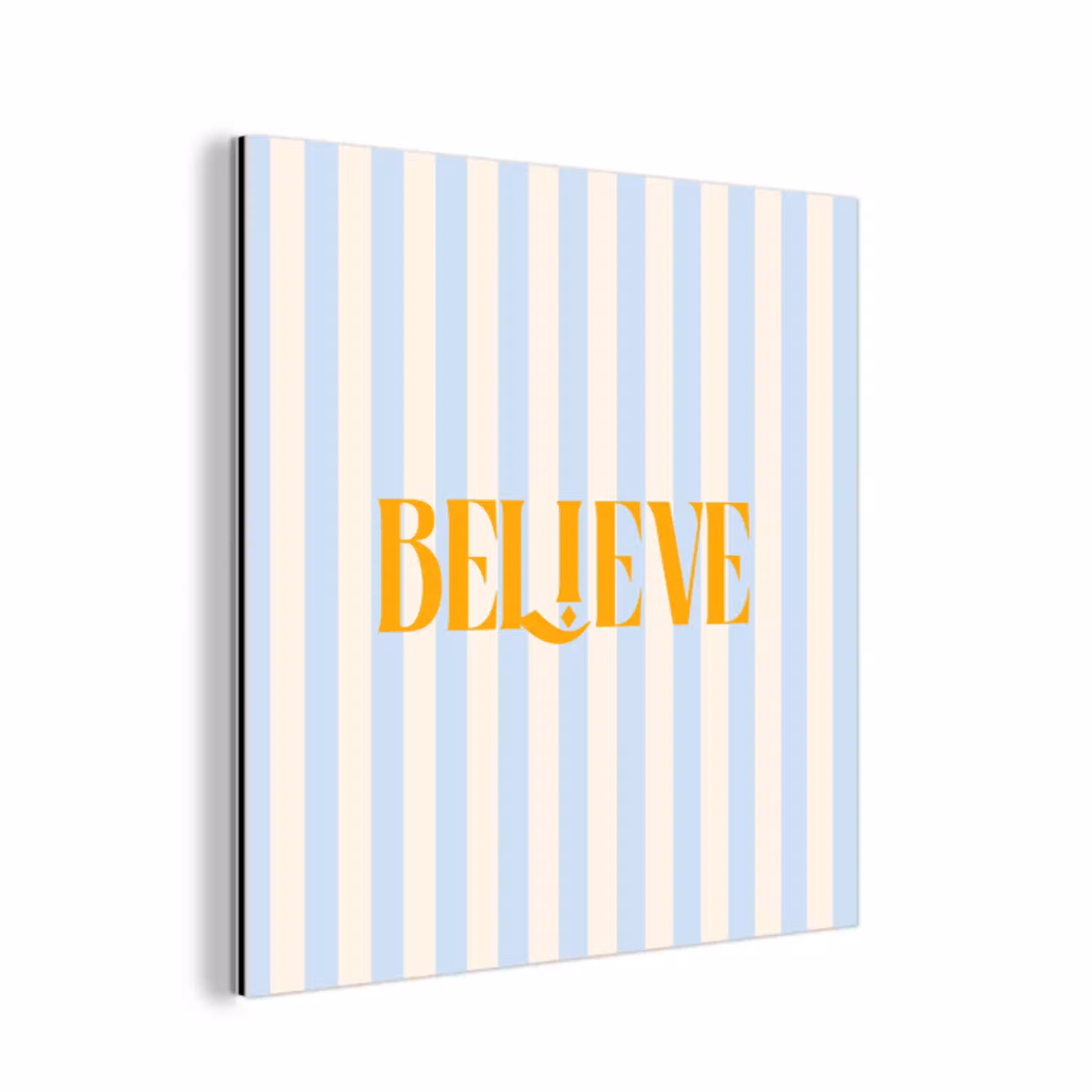 Oranje - Blauw - Strepen - Believe aluminium wit klein -3d