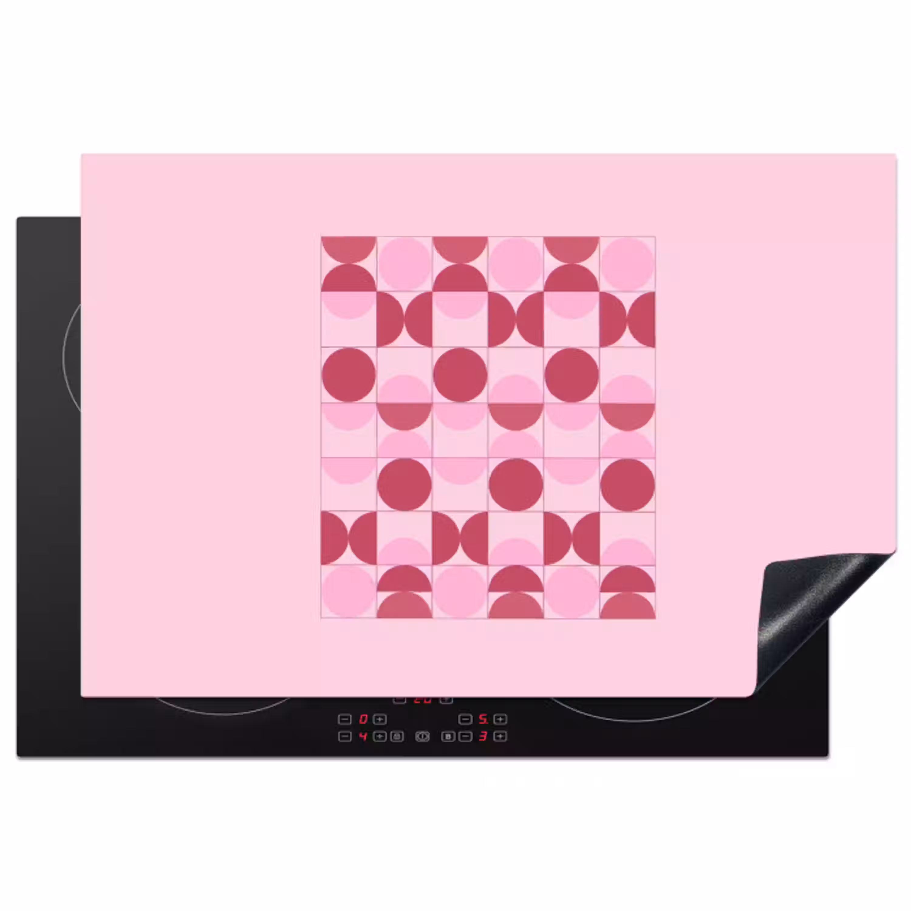 Abstract - Geometrisch - Cirkels - Roze - Modern Inductie beschermer vinyl 3mm klein -3d