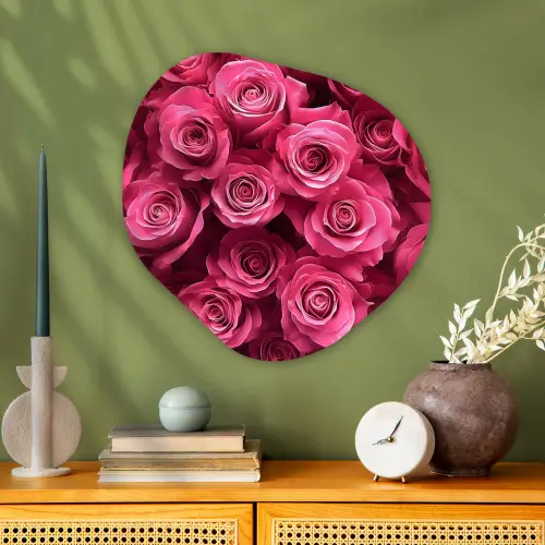 Rozen - Pink - Bloem Wandcirkel Organisch Aluminium middel -sfeer2