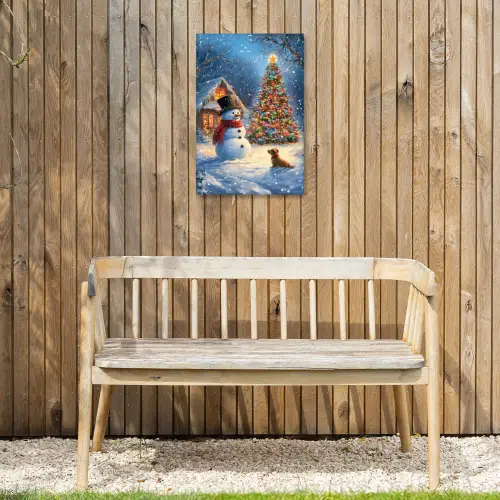 Kerstwonder - Winteravond - Kleurrijk Tuinposter op houten frame 2 cm dik klein -sfeer4