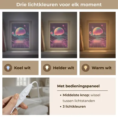 Landschap - Planeten - Horizon - Paars Light Box met kabel (Tafellamp) klein -USP_lichtkleurNL