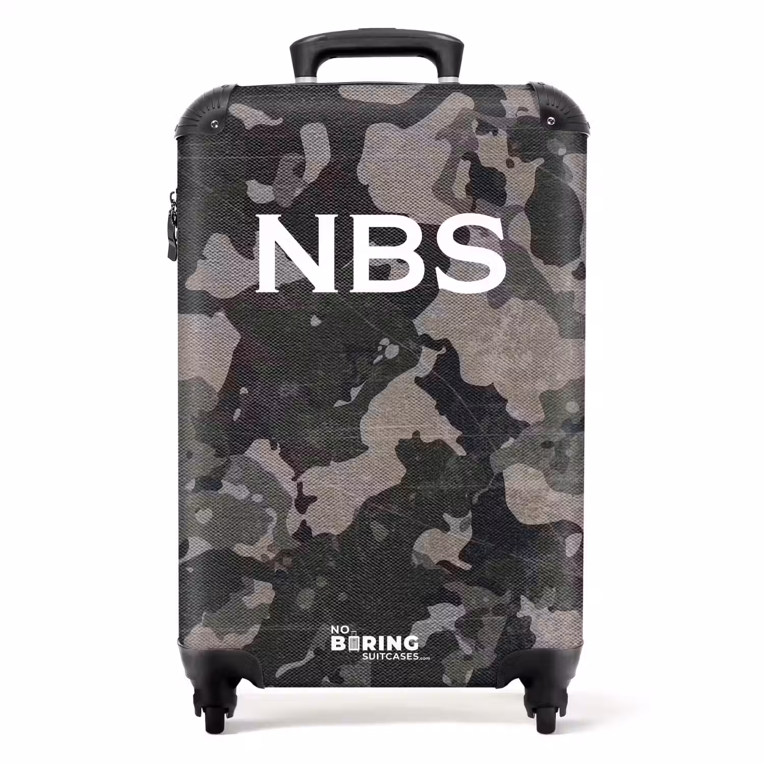 Koffer mit Name - Grünes Camouflage-Muster mit Sandfarbe