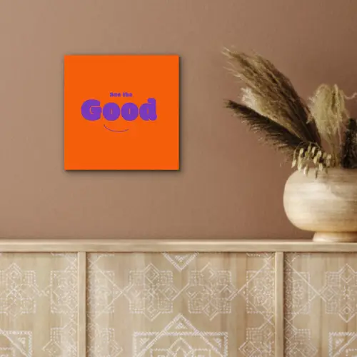 See the good - Paars - Oranje - Smiley aluminium wit klein -sfeer4