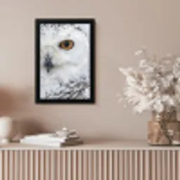 Sneeuwuil - Oog - Wildlife - Wit fotolijst zwart zonder passe partout klein -sfeer5