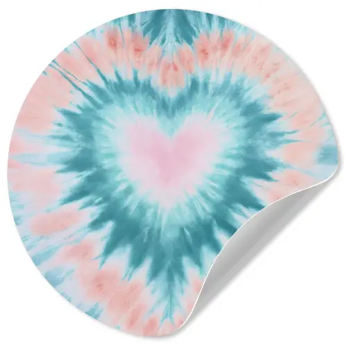 Hartvormig - Tie dye - Pasteltinten - Lichtgroen Wandcirkel behangsticker klein -3d