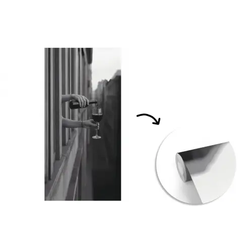 Wijnfles - Glas - Handen - Raam fotobehang vinyl groot -3d