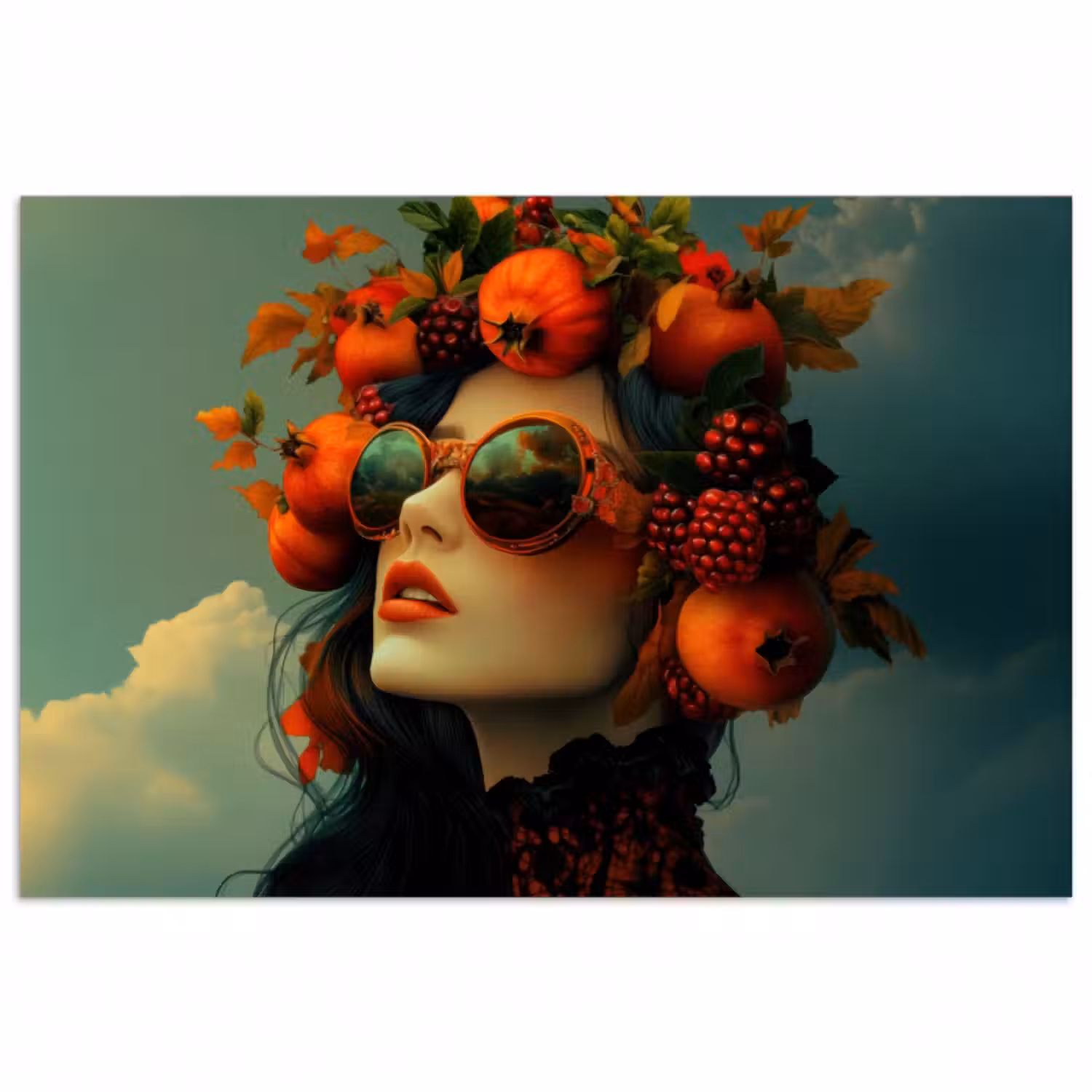 Poster - Frau - Granatapfel - Herbst - Sonnenbrille