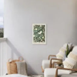 Groen - Vogel  - Bloemen Tuinposter op houten frame 2 cm dik klein -sfeer1