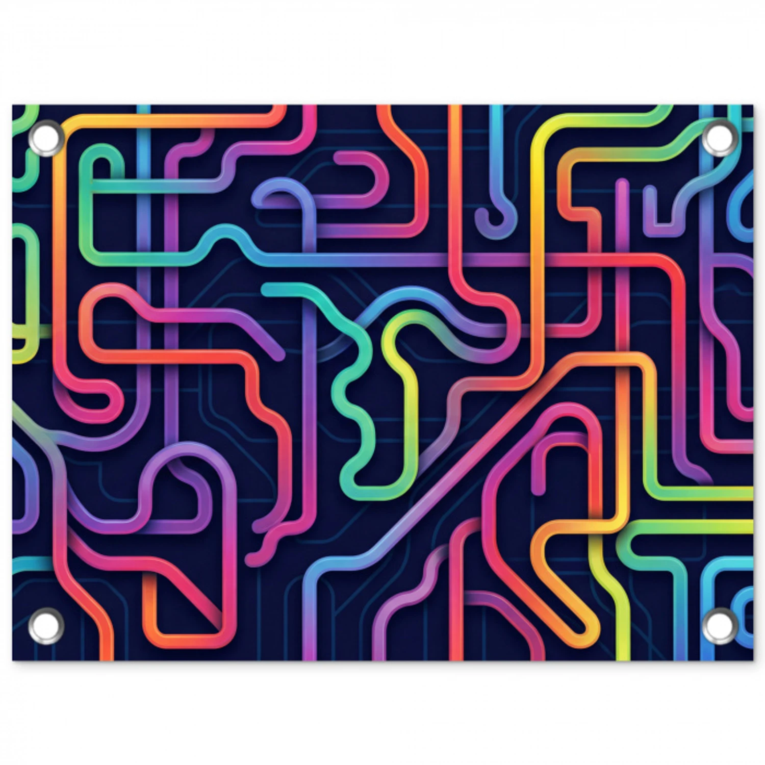 Retro - Abstract - Neon tuinposter los doek klein -3d