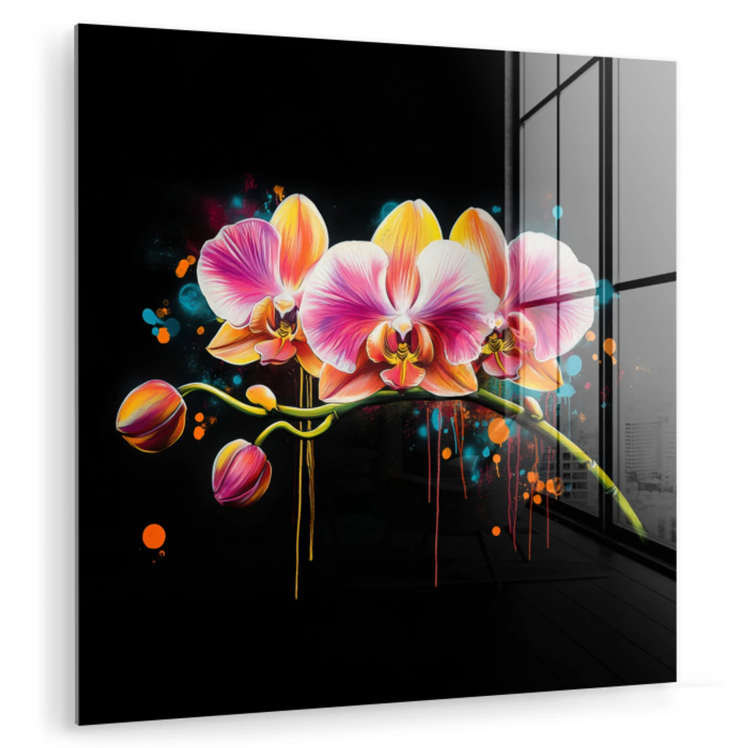 Orchidee - Graffiti - Kleurrijk - Bloemen - Abstract plexiglas 5mm klein -zzzproduct_nieuw