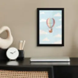 Luchtballon - Beren - Pastel fotolijst zwart zonder passe partout klein -sfeer1